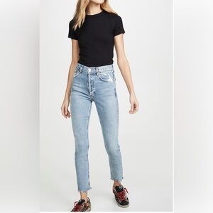 Agolde Nico High Rise Slim Fit Jeans Blue Size 26